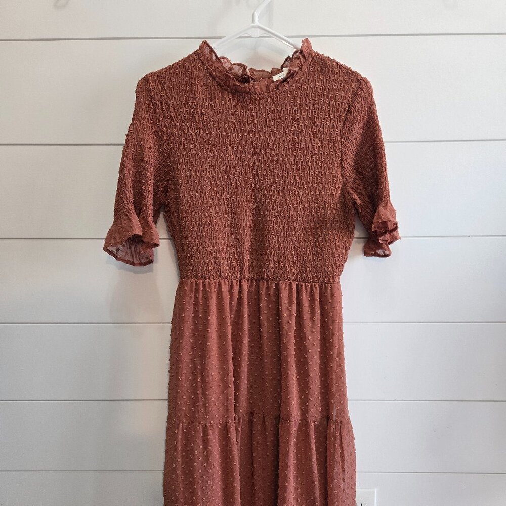 Lucy Avenue womens maxi smocked dress, small